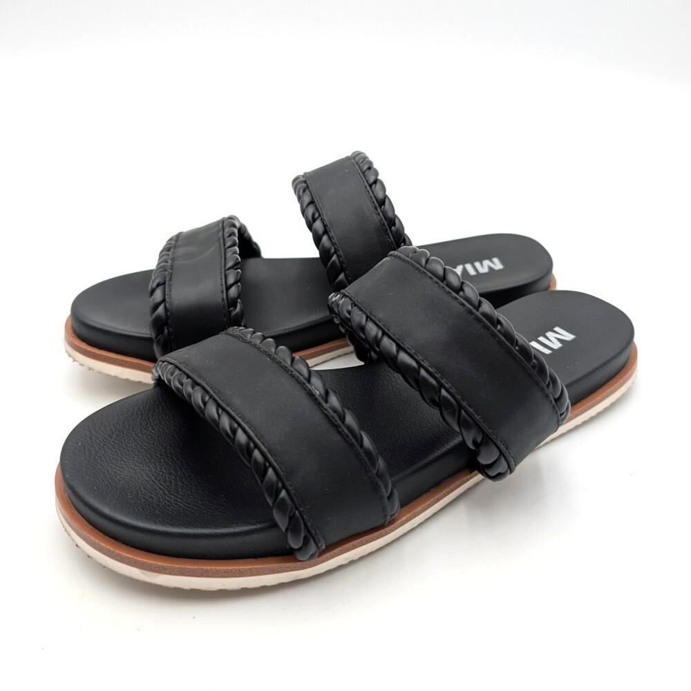 MIA Vada Two-Strap Slide Sandal Open Round Toe Women's Black Size US7.5M EU38